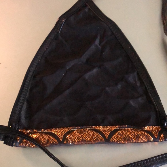 New Mermaid Scale Gold & Black Swimsuit 2 Pc Set - Picture 9 of 10